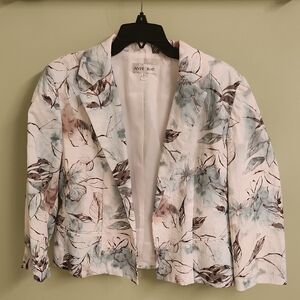 Andre Oliver Women's Floral Blazer - Cream and Blue